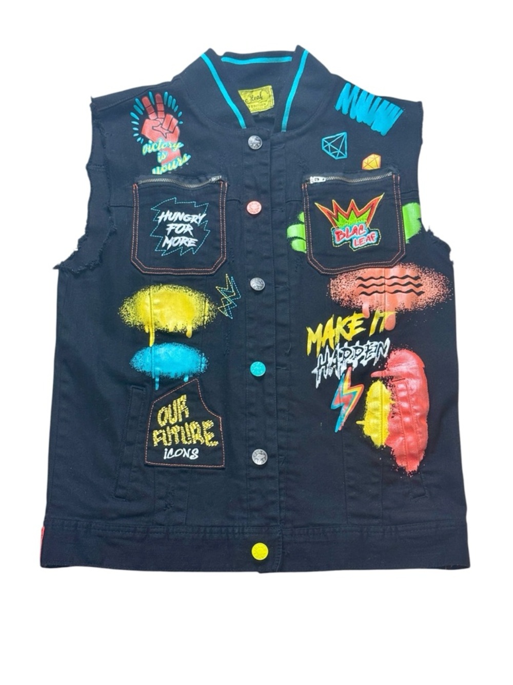 Blac Leaf mens sleeveless distressed vest jacket Size Medium